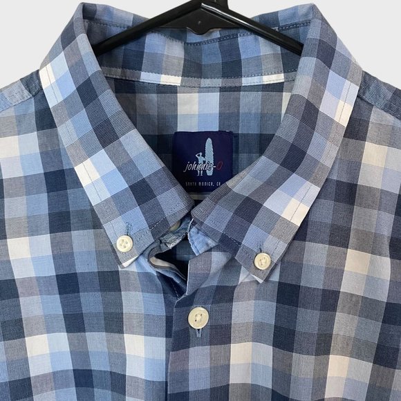 Johnnie-O Hangin' Out Button-Down Shirt Mens Large Blue Check Cotton Long Sleeve - Picture 5 of 13